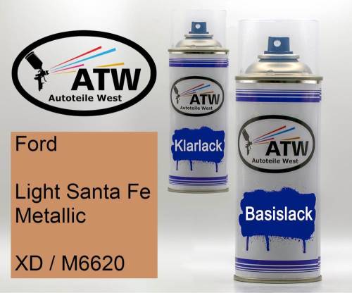 Ford, Light Santa Fe Metallic, XD / M6620: 400ml Sprühdose + 400ml Klarlack - Set, von ATW Autoteile West.